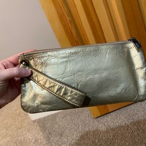 Hobo, gold, wristlet with card holders and zipper